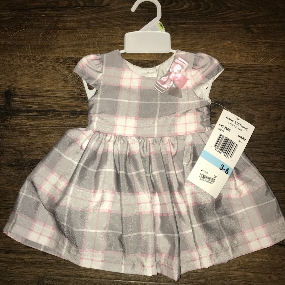 Adorable pink and gray baby girl dress